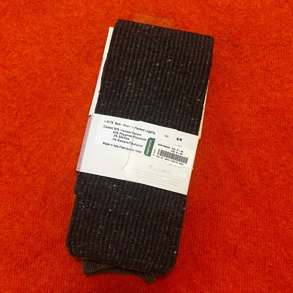 Lemon touch of silk brown pinstripe flecked ribbed leggings made in Italy NWT - Picture 4 of 7